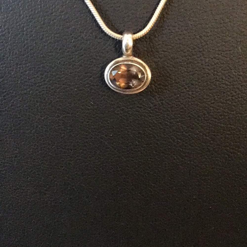 Karibou Sterling Silver Dainty Smoky Quartz Necklace